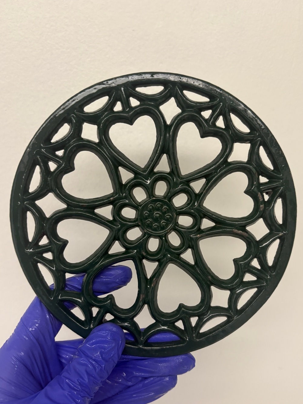 Cast Iron and Enamel Heart Trivet